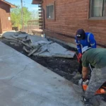 Natural stone patio with steps built in Arvada, Colorado